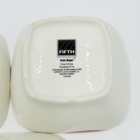 222 Fifth Orbit Bright Square 6" Cereal Bowls Fine China Set of 3 - Picture 11 of 14